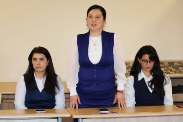 İsmayıllı Rayon İcra Hakimiyyətinin başçısı Nahid Bağırov şəhər 4 nömrəli tam orta məktəbin kollektivi ilə görüş keçirib